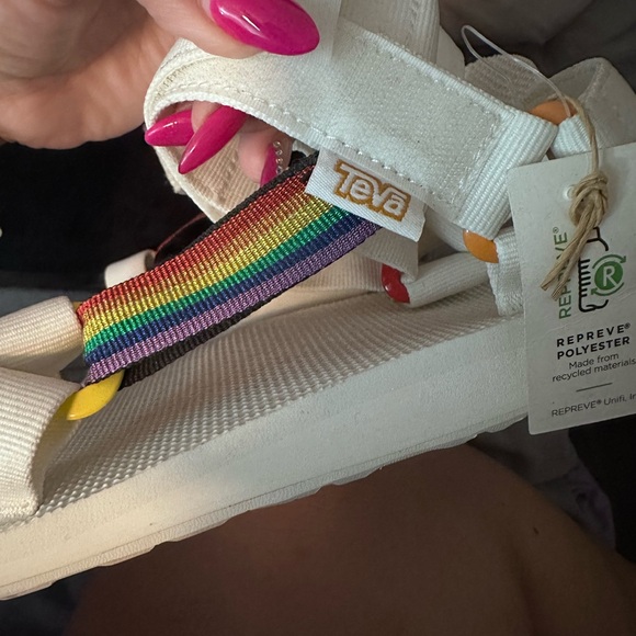 Teva Shoes - Teva Cream Sandals with Multicolor Strap